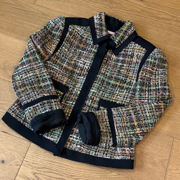 Pink Tartan Tweed Blazer - Multicolour/Black - Size 8 - EUC - Picture 2 of 8